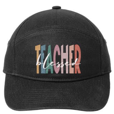 Retro Blessed Teacher Vintage Blessed Teacher Faith Meaningful Gift 7-Panel Snapback Hat