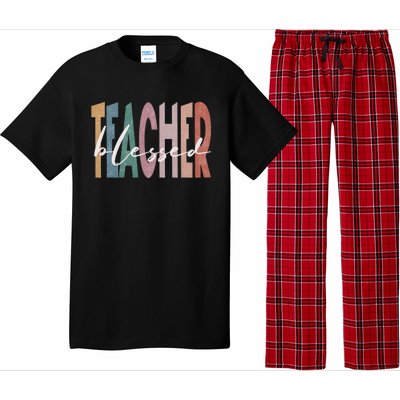 Retro Blessed Teacher Vintage Blessed Teacher Faith Meaningful Gift Pajama Set