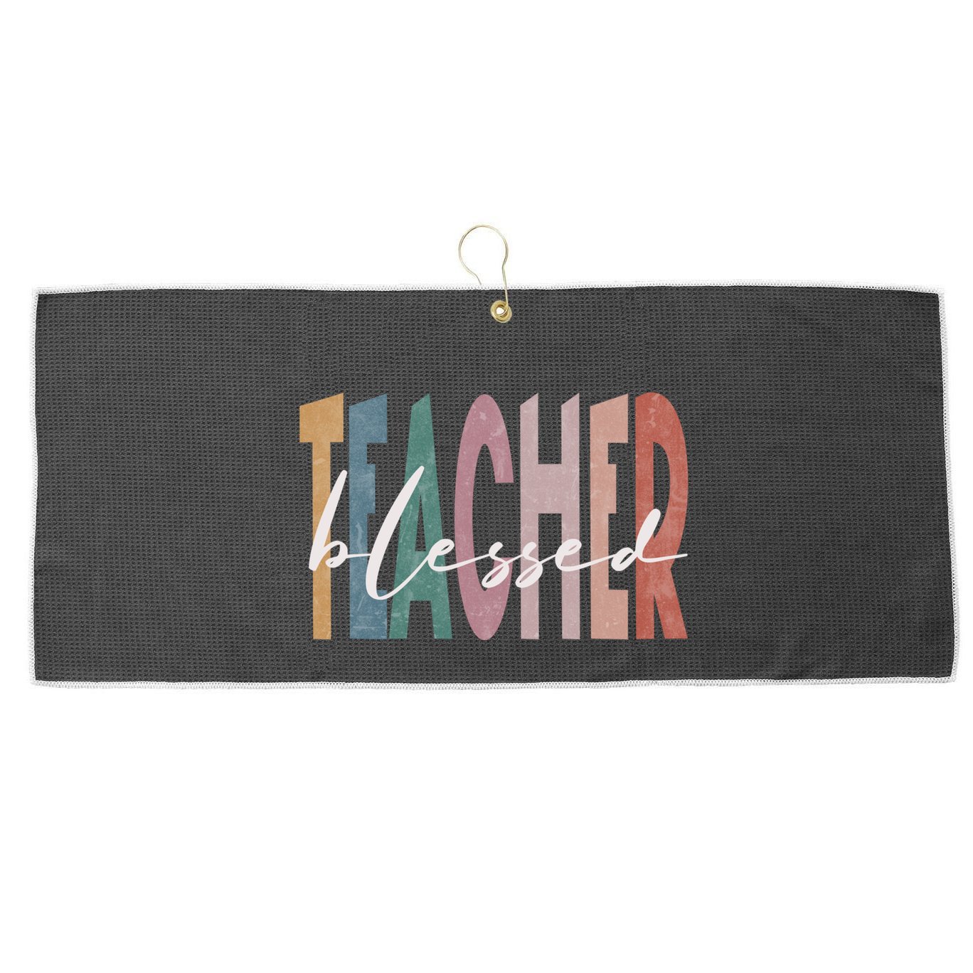 Retro Blessed Teacher Vintage Blessed Teacher Faith Meaningful Gift Large Microfiber Waffle Golf Towel