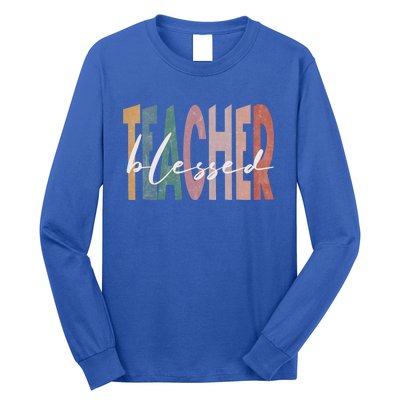 Retro Blessed Teacher Vintage Blessed Teacher Faith Meaningful Gift Long Sleeve Shirt