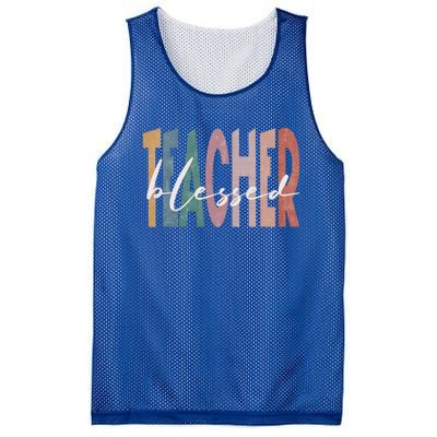 Retro Blessed Teacher Vintage Blessed Teacher Faith Meaningful Gift Mesh Reversible Basketball Jersey Tank