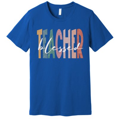 Retro Blessed Teacher Vintage Blessed Teacher Faith Meaningful Gift Premium T-Shirt