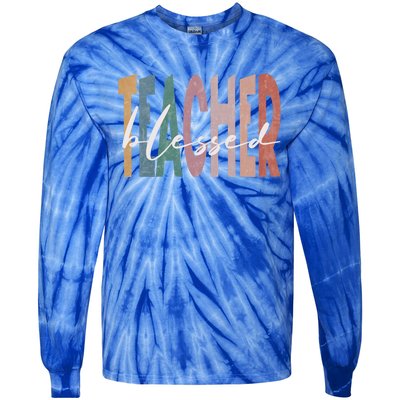 Retro Blessed Teacher Vintage Blessed Teacher Faith Meaningful Gift Tie-Dye Long Sleeve Shirt