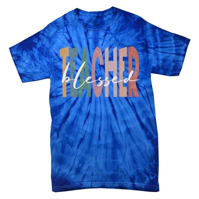 Retro Blessed Teacher Vintage Blessed Teacher Faith Meaningful Gift Tie-Dye T-Shirt