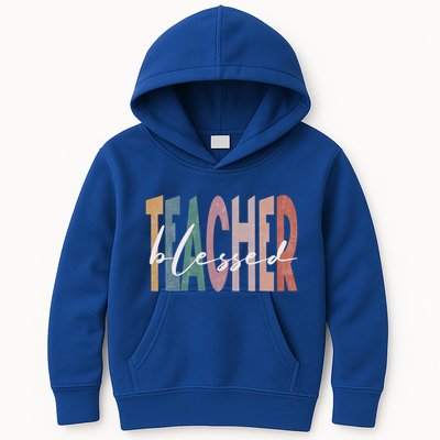 Retro Blessed Teacher Vintage Blessed Teacher Faith Meaningful Gift Kids Hoodie