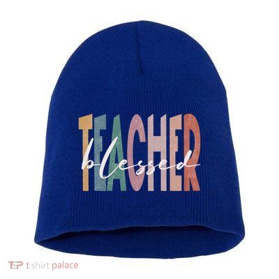 Retro Blessed Teacher Vintage Blessed Teacher Faith Meaningful Gift Short Acrylic Beanie