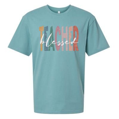 Retro Blessed Teacher Vintage Blessed Teacher Faith Meaningful Gift Sueded Cloud Jersey T-Shirt