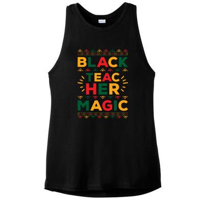 Retro Black Teacher Magic Black History Month Gift Ladies PosiCharge Tri-Blend Wicking Tank