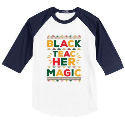 Retro Black Teacher Magic Black History Month Gift Baseball Sleeve Shirt