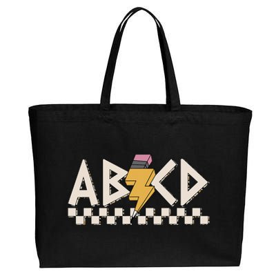 Rock Back To School ABCD Back In Class Teachers Boy Girl Cotton Canvas Jumbo Tote