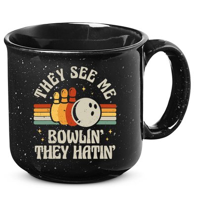 Retro Bowling They See Me Bowlin' They Hatin' Vintage Bowler 15oz Campfire Ceramic Mug