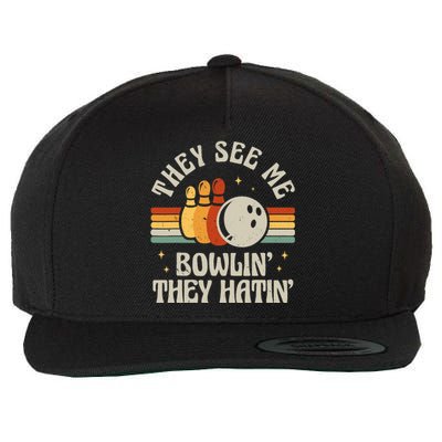 Retro Bowling They See Me Bowlin' They Hatin' Vintage Bowler Wool Snapback Cap