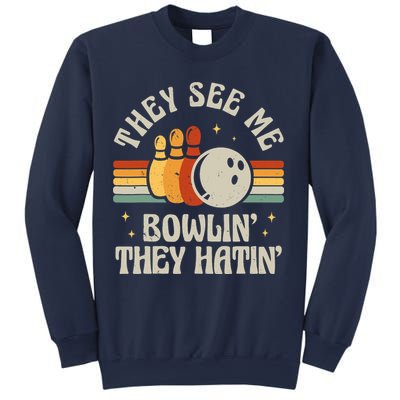 Retro Bowling They See Me Bowlin' They Hatin' Vintage Bowler Sweatshirt