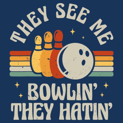 Retro Bowling They See Me Bowlin' They Hatin' Vintage Bowler T-Shirt