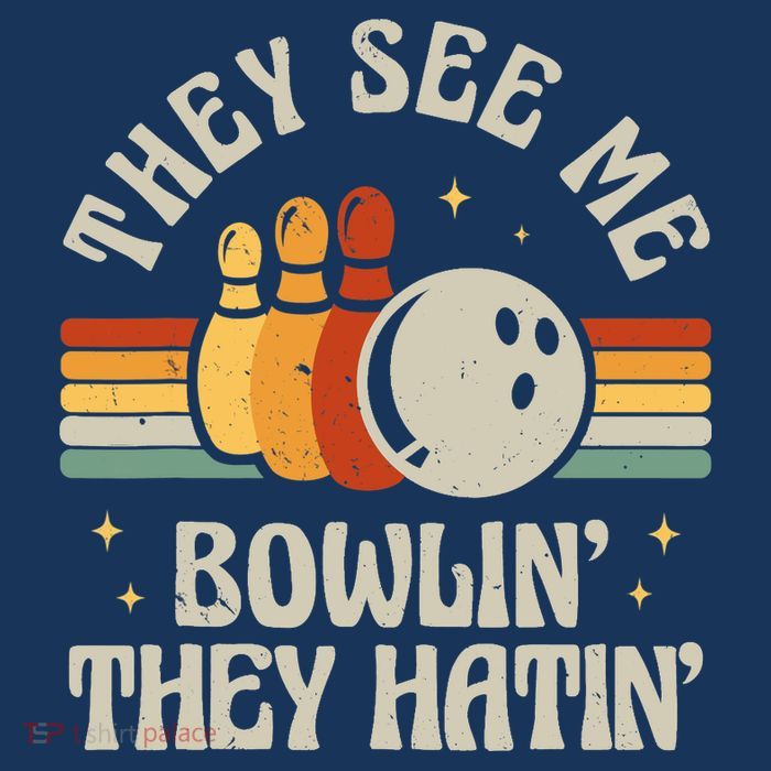 Retro Bowling They See Me Bowlin' They Hatin' Vintage Bowler Flatbill Hat