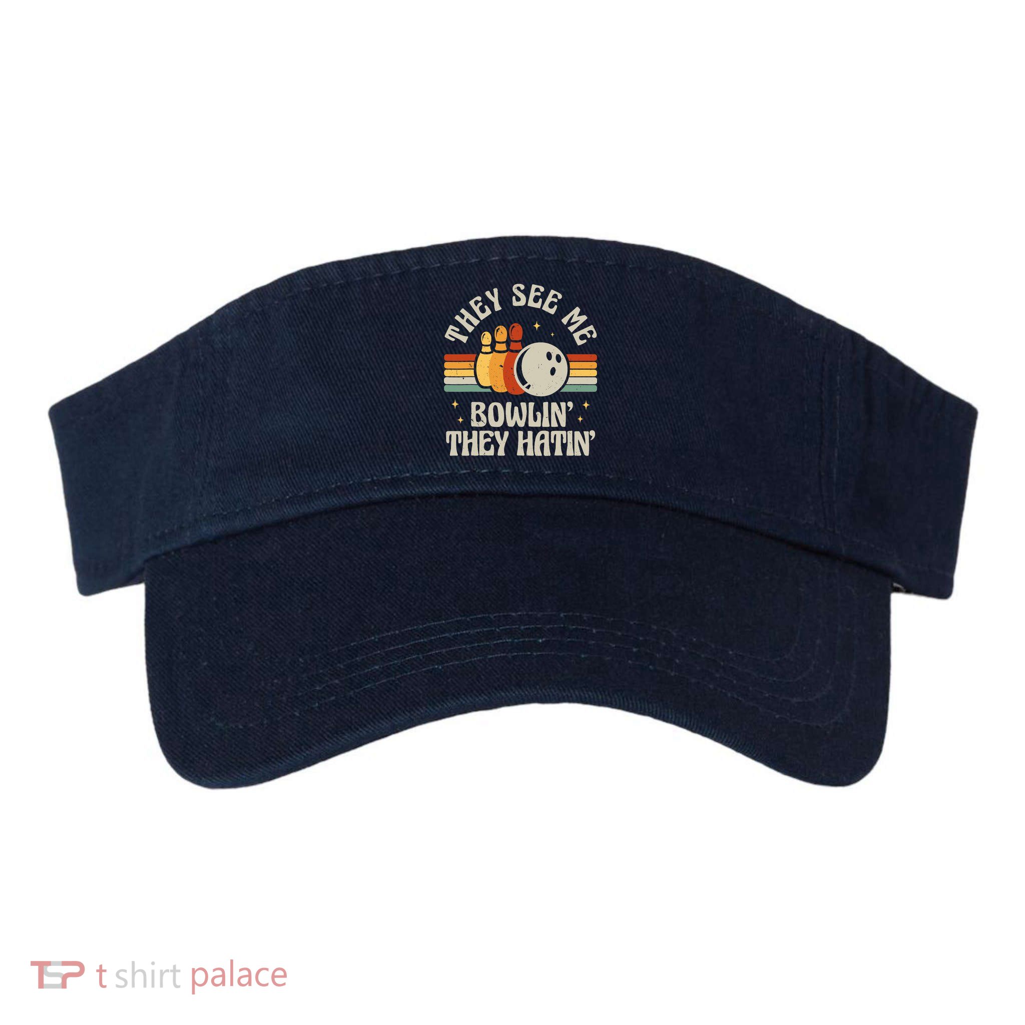Retro Bowling They See Me Bowlin' They Hatin' Vintage Bowler Visor