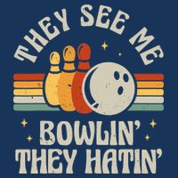 Retro Bowling They See Me Bowlin' They Hatin' Vintage Bowler Women's V-Neck T-Shirt