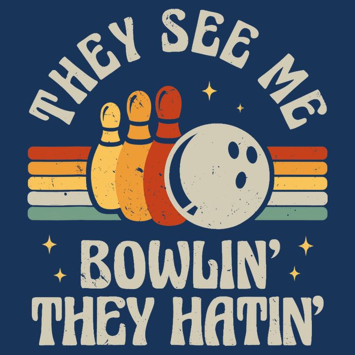 Retro Bowling They See Me Bowlin' They Hatin' Vintage Bowler Women's V-Neck T-Shirt