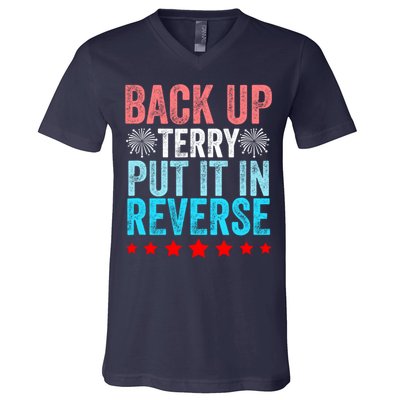 Retro Back Up Terry Put It In Reverse 4th Of July Fireworks V-Neck T-Shirt