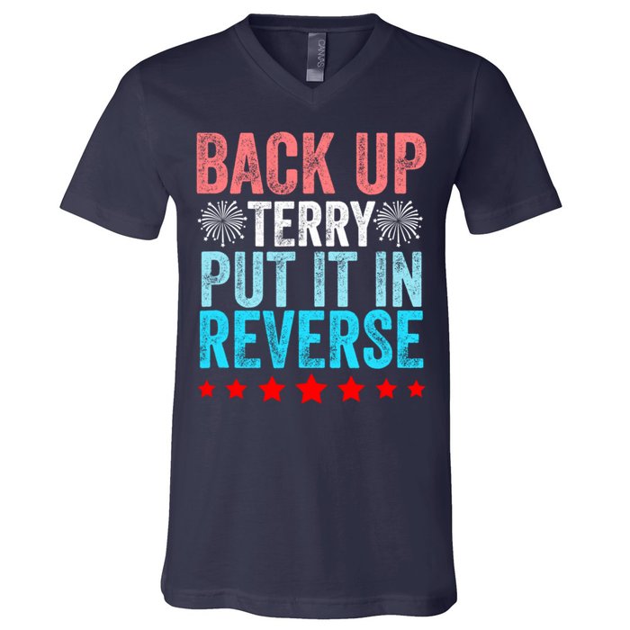 Retro Back Up Terry Put It In Reverse 4th Of July Fireworks V-Neck T-Shirt
