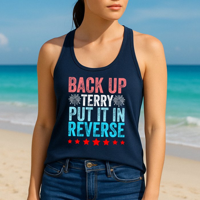Retro Back Up Terry Put It In Reverse 4th Of July Fireworks Womens Tank Top