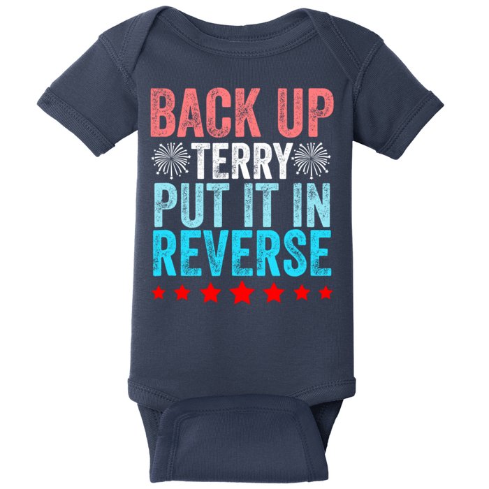 Retro Back Up Terry Put It In Reverse 4th Of July Fireworks Baby Bodysuit