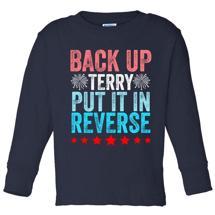 Retro Back Up Terry Put It In Reverse 4th Of July Fireworks Toddler Long Sleeve Shirt