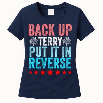 Retro Back Up Terry Put It In Reverse 4th Of July Fireworks Womens T-Shirt