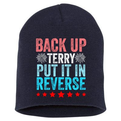 Retro Back Up Terry Put It In Reverse 4th Of July Fireworks Short Acrylic Beanie