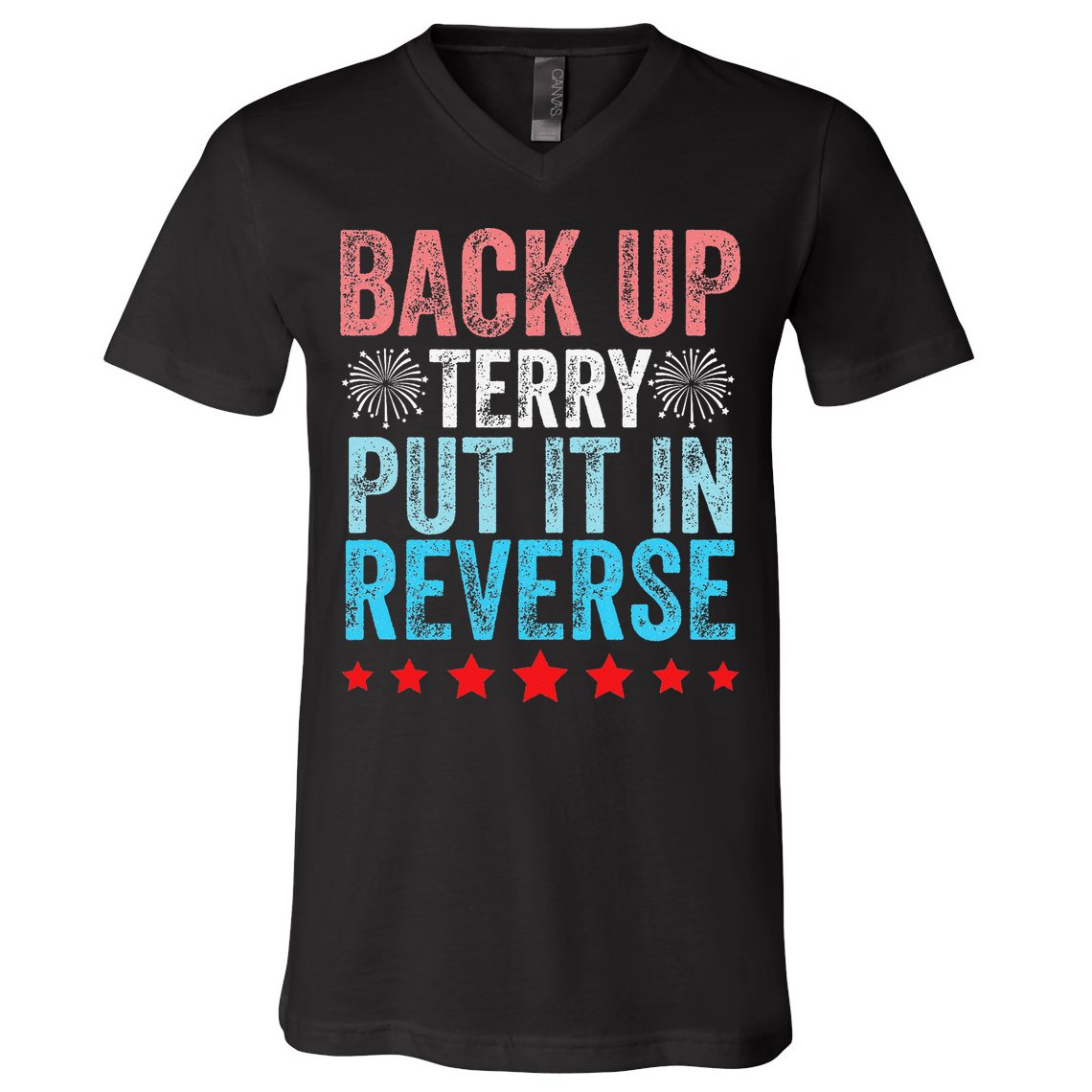 Retro Back Up Terry Back It Up Terry 4th of July Fireworks V-Neck T-Shirt
