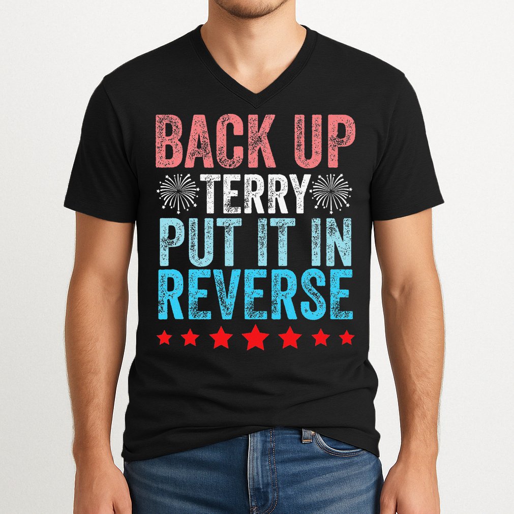 Retro Back Up Terry Back It Up Terry 4th of July Fireworks V-Neck T-Shirt
