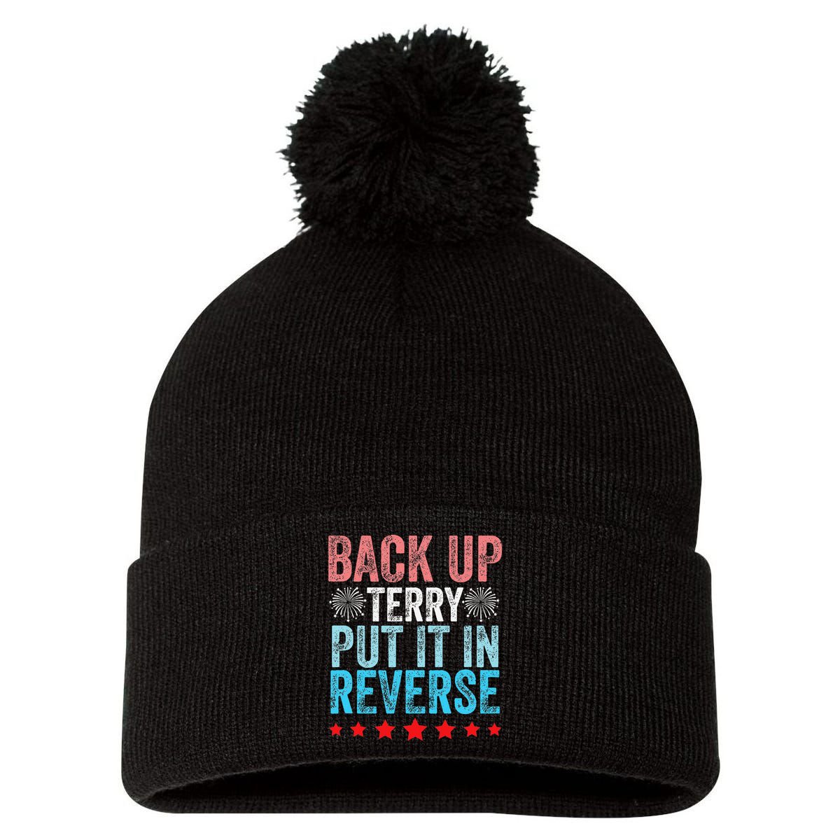 Retro Back Up Terry Back It Up Terry 4th of July Fireworks Pom Pom 12in Knit Beanie