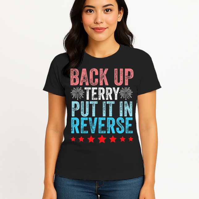 Retro Back Up Terry Back It Up Terry 4th of July Fireworks Womens T-Shirt