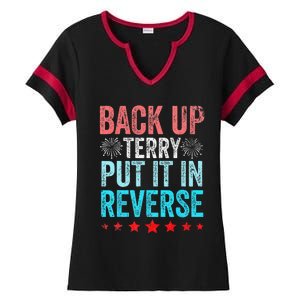 Retro Back Up Terry Put It In Reverse 4th Of July Fireworks Ladies Halftime Notch Neck Tee