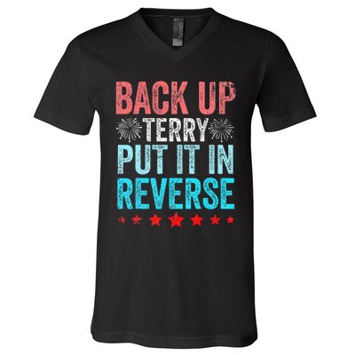 Retro Back Up Terry Put It In Reverse 4th Of July Fireworks V-Neck T-Shirt