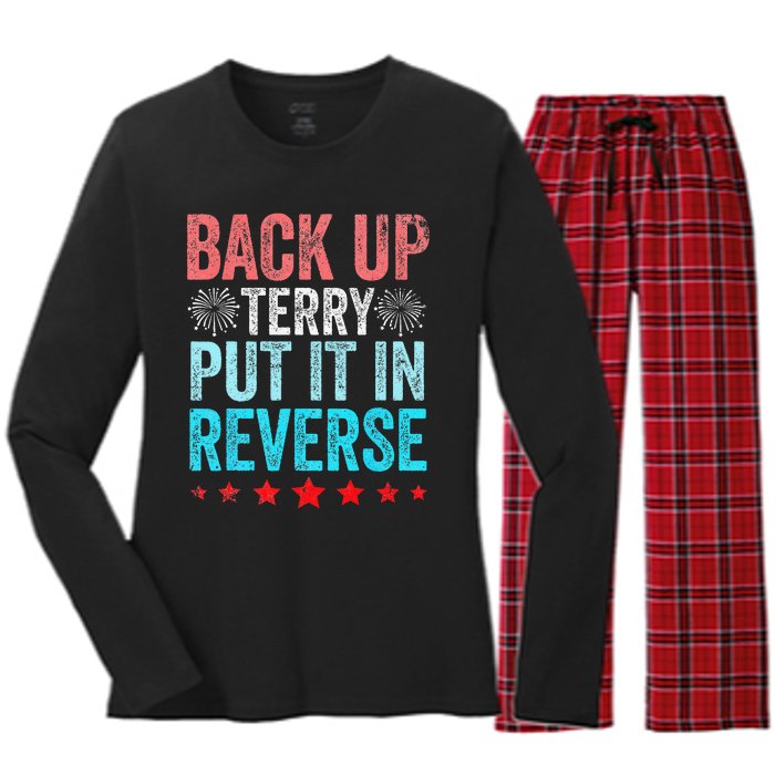 Retro Back Up Terry Put It In Reverse 4th Of July Fireworks Women's Long Sleeve Flannel Pajama Set 