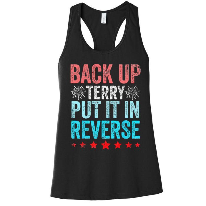 Retro Back Up Terry Put It In Reverse 4th Of July Fireworks Women's Racerback Tank