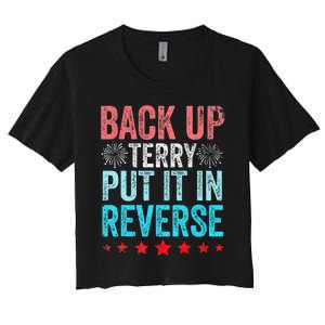 Retro Back Up Terry Put It In Reverse 4th Of July Fireworks Women's Crop Top Tee