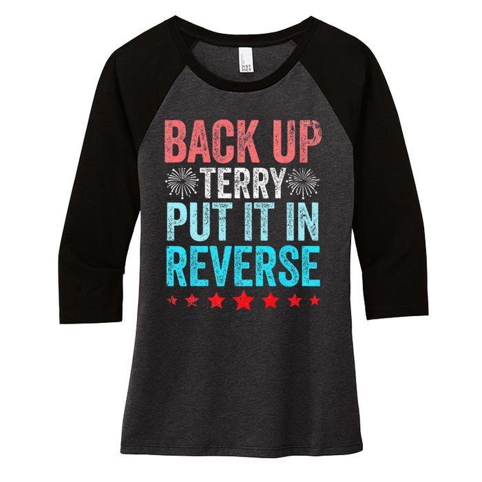 Retro Back Up Terry Put It In Reverse 4th Of July Fireworks Women's Tri-Blend 3/4-Sleeve Raglan Shirt