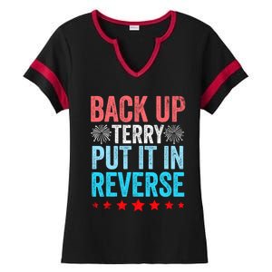 Retro Back Up Terry Put It In Reverse 4th Of July Fireworks Ladies Halftime Notch Neck Tee