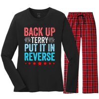 Retro Back Up Terry Put It In Reverse 4th Of July Fireworks Women's Long Sleeve Flannel Pajama Set 