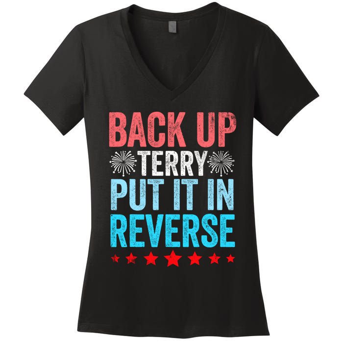 Retro Back Up Terry Put It In Reverse 4th Of July Fireworks Women's V-Neck T-Shirt