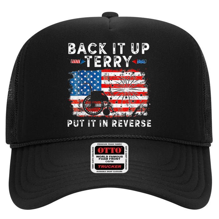 Retro Back Up Terry Put It In Reverse 4th Of July Fireworks High Crown Mesh Back Trucker Hat