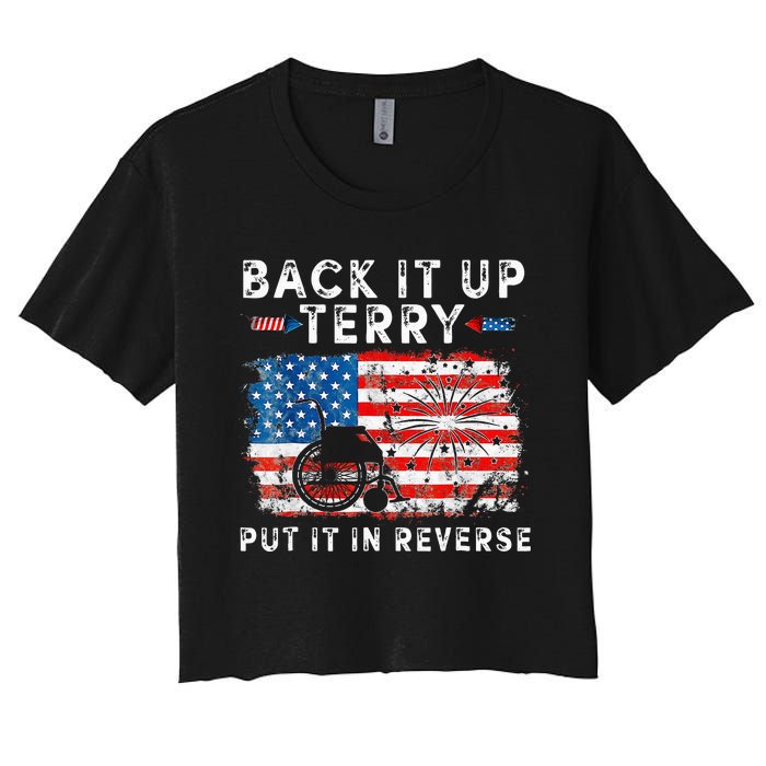 Retro Back Up Terry Put It In Reverse 4th Of July Fireworks Women's Crop Top Tee