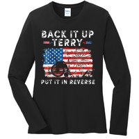 Retro Back Up Terry Put It In Reverse 4th Of July Fireworks Ladies Long Sleeve Shirt