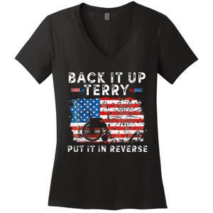 Retro Back Up Terry Put It In Reverse 4th Of July Fireworks Women's V-Neck T-Shirt