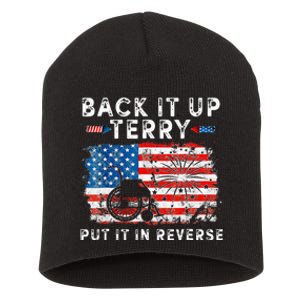 Retro Back Up Terry Put It In Reverse 4th Of July Fireworks Short Acrylic Beanie