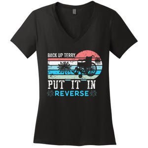 Retro Back Up Terry- Back It Up Terry 4th of July Fireworks Women's V-Neck T-Shirt