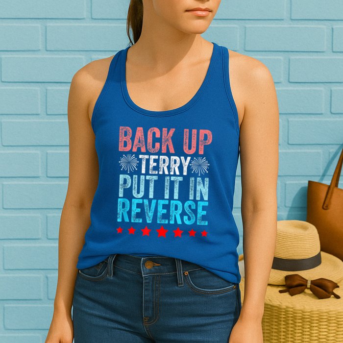 Retro Back Up Terry Put It In Reverse 4th Of July Fireworks Womens Tank Top