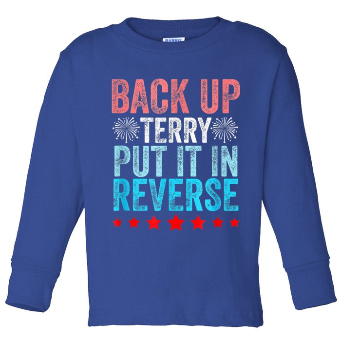 Retro Back Up Terry Put It In Reverse 4th Of July Fireworks Toddler Long Sleeve Shirt